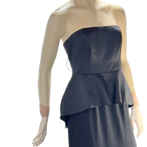 WHITE by VERA WANG Women’s Dress Black Strapless Peplum Full Length Size 4 - Picture 4 of 16